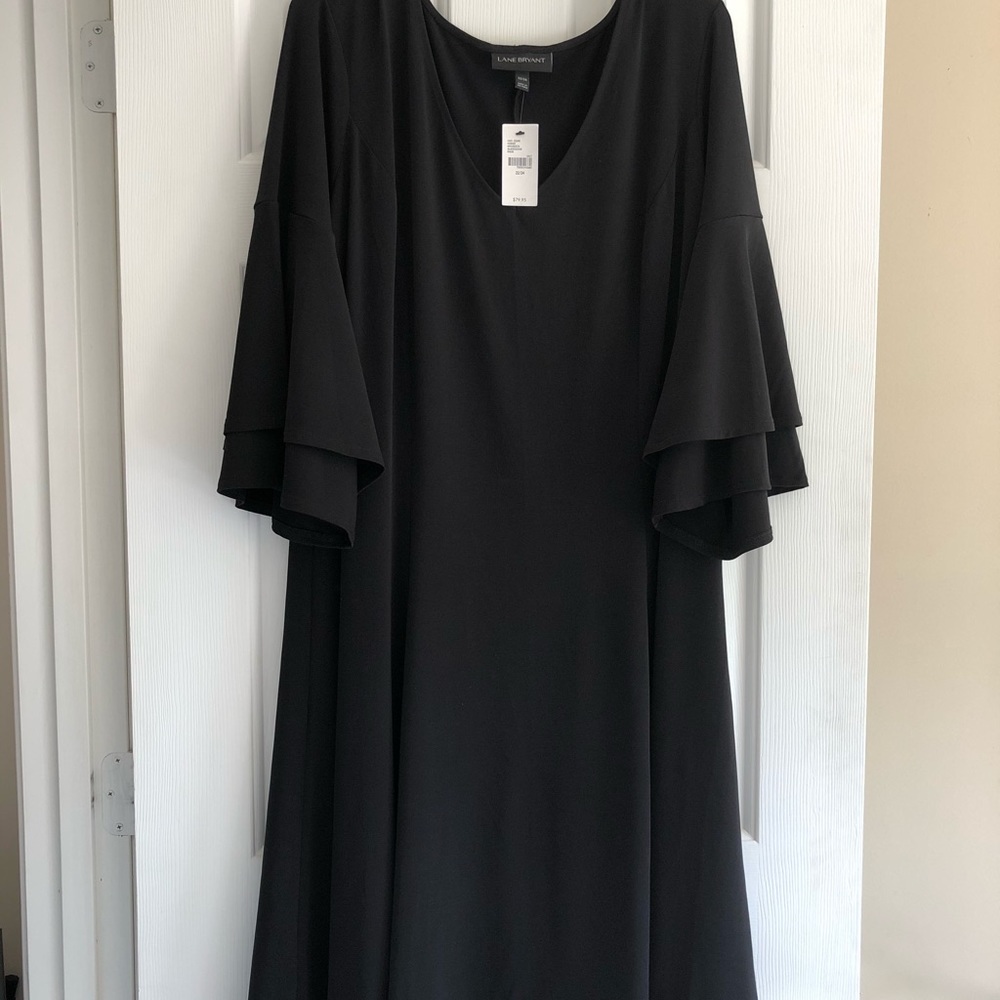Lane Bryant dress in black with belled sleeves